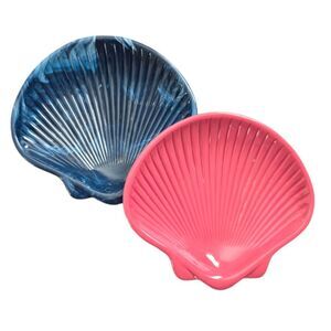 Vintage‎ Set of 2 Plastic Shell Shaped Soap Dishes Pink Blue Marble